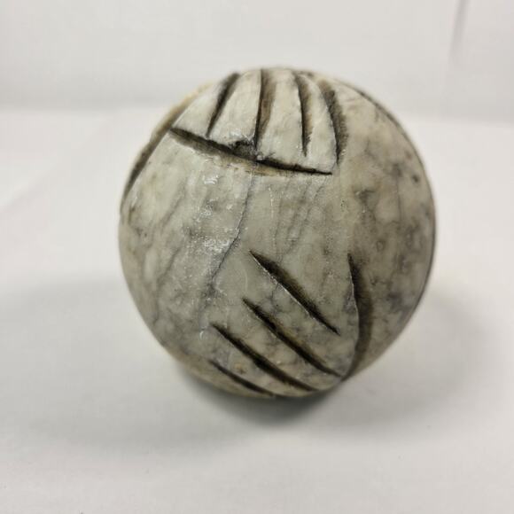 Vintage Genuine Alabaster Marble Owl Head Hand Carved Made in Italy Paperweight - Picture 5 of 11